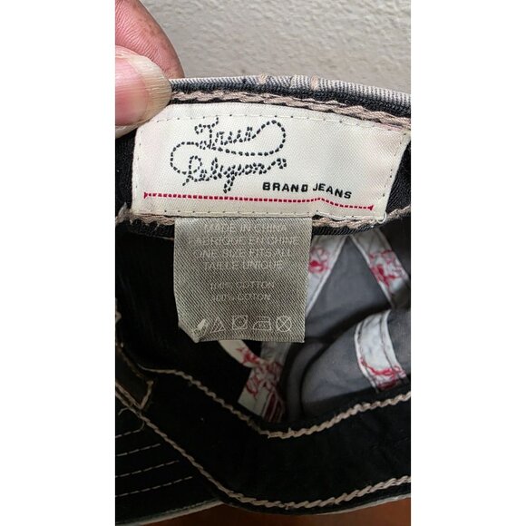 VTG True Religion Distressed Gray & Beige Baseball Cap Embroidered Details & Adj - Picture 7 of 9